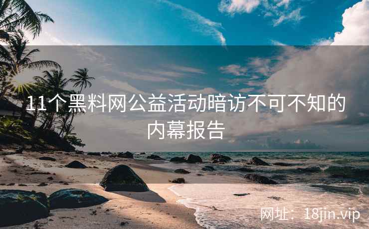 11个黑料网公益活动暗访不可不知的内幕报告