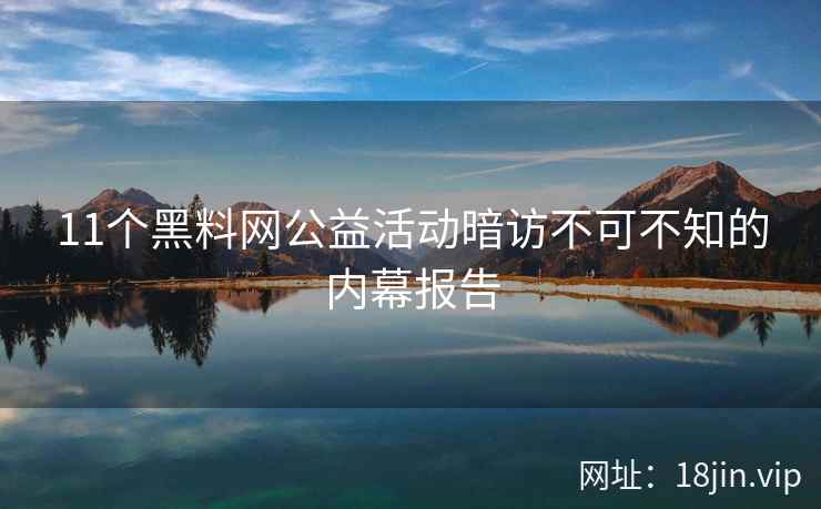 11个黑料网公益活动暗访不可不知的内幕报告