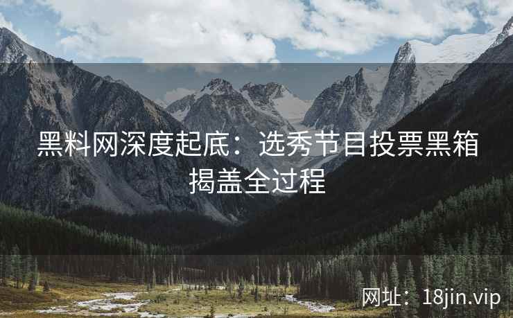 黑料网深度起底：选秀节目投票黑箱揭盖全过程