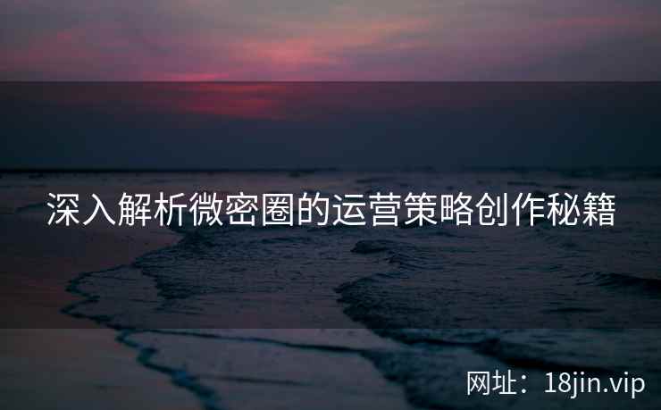 深入解析微密圈的运营策略创作秘籍