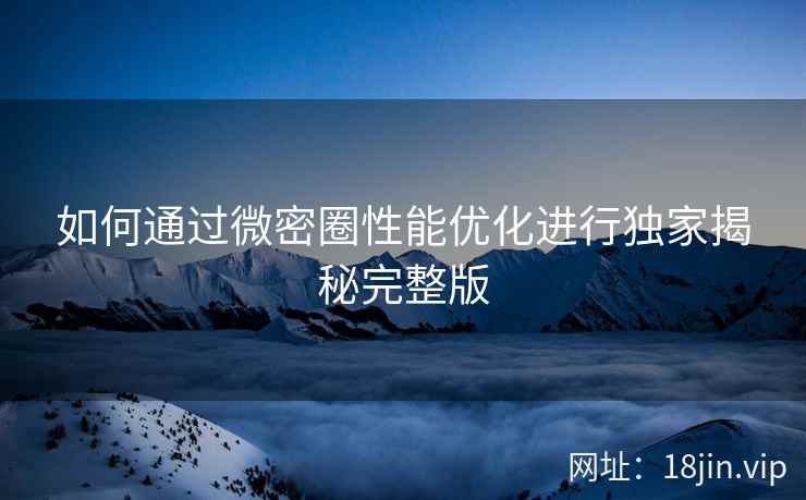 如何通过微密圈性能优化进行独家揭秘完整版