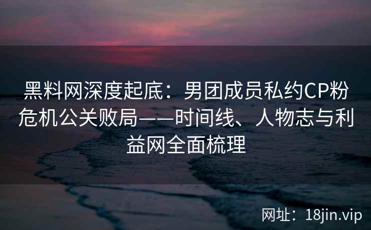 黑料网深度起底：男团成员私约CP粉危机公关败局——时间线、人物志与利益网全面梳理
