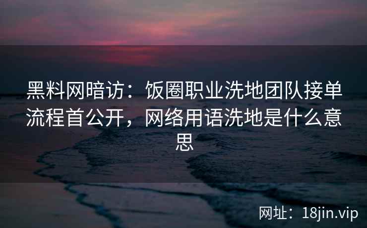 黑料网暗访：饭圈职业洗地团队接单流程首公开，网络用语洗地是什么意思