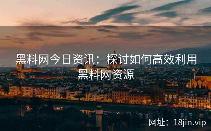 黑料网今日资讯：探讨如何高效利用黑料网资源