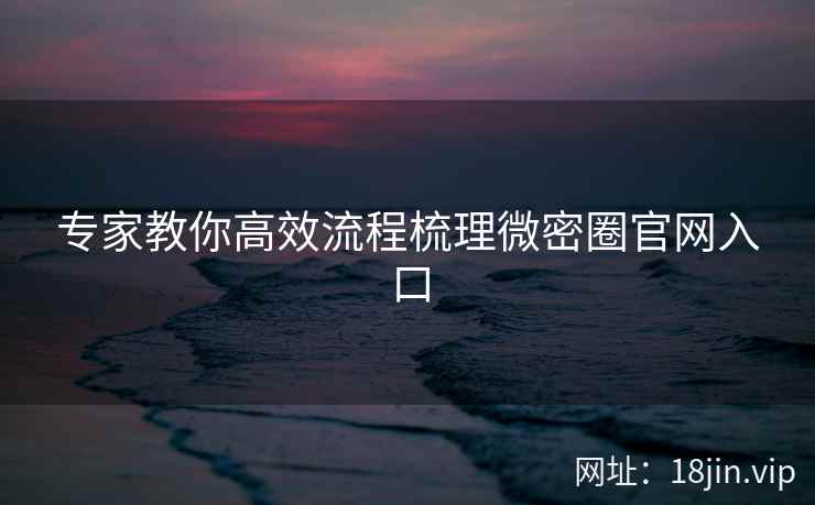 专家教你高效流程梳理微密圈官网入口